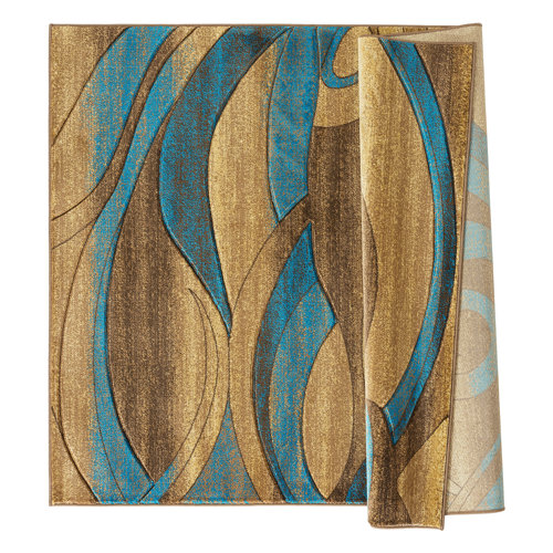 Wrought Studio Adonia Abstract Blue/Beige Area Rug & Reviews Wayfair